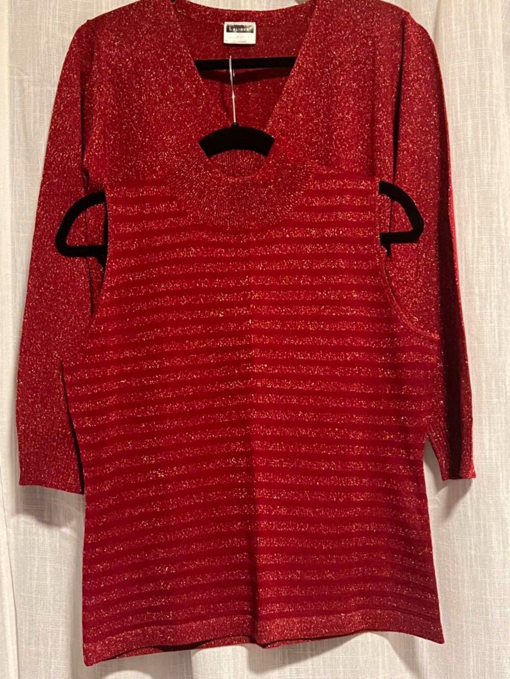 NWOT Vintage Lalique Cardigan Set Vibrant Red/Metallic Size M